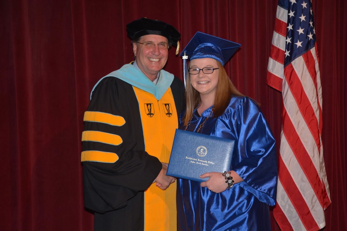 Swain County graduate Jessica Jones (right) with Dr. Don Tomas.