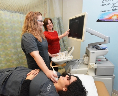 Sonography students learning