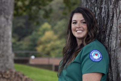 Student stands outdoors on SCC's Jackson Campus
