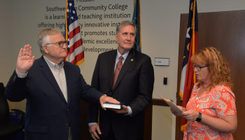 Vance Davidson is sworn in for his fourth term on SCC's Board of Trustees