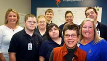 Photo of Project SEARCH® co-counder Susie Rutkowski recently visited Southwestern Community College’s program site and interns at Harris Regional Hospital.