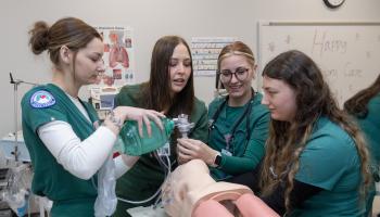 Respiratory Therapy students work in a lab at SCC