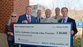 On Valentine’s Day, representatives of First Citizens Bank presented a gift of $30,000 to the Southwestern Community College Foundation on behalf of the Robert P. Holding Foundation, Inc. 