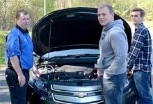 Photo of David Myers (left) and students Tyler James (center) and Logan Mathis
