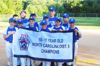Youth league baseball team group photo