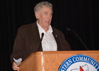 Man stands and talks