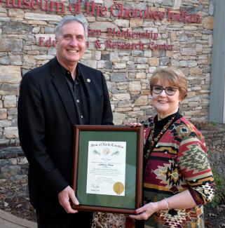 On Friday, March 10, the Order of the Long Leaf Pine was presented posthumously in honor of Lambert Wilson to his longtime partner, Jenny Holland.