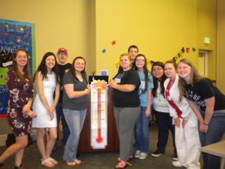 Students showing off they reached their goal