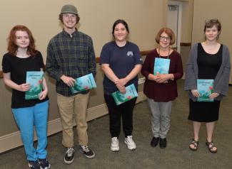 2023 Milestone winners included, from left: Megan Parker of Highlands, Sebastian Quigley of Maggie Valley, Lucia French of Cherokee, Betty Holt of Highlands and Codi Arsenault of Highlands. Submissions are now being accepted for the 2025 edition, which will be the 15th biennial art and literary review published by Southwestern Community College.