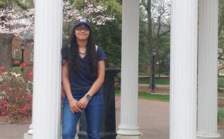 Scholarship recipient standing