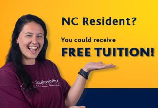 Young lady points out NC residents can get free tuition and fees this spring at SCC