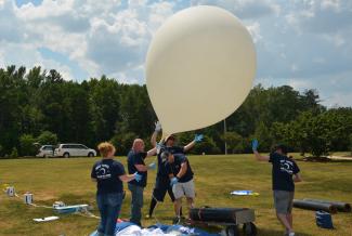 SCC balloon team getting ready to launch on eclipse day.